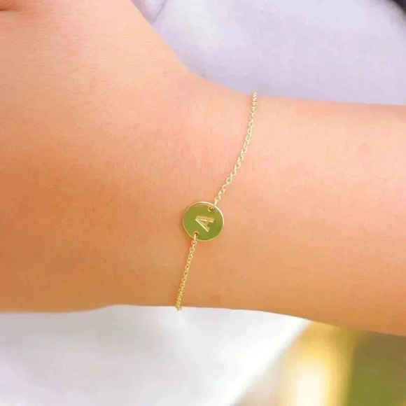 ▶ ENGRAVED PERSONALIZED CHARM- A to Z GOLD INITIAL BRACELET GIRL TEEN, ELDM22240 - Picture 11 of 16
